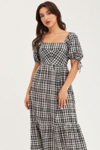 Check Midi Dress Short Sleeve Evening sold by Ally Fashion