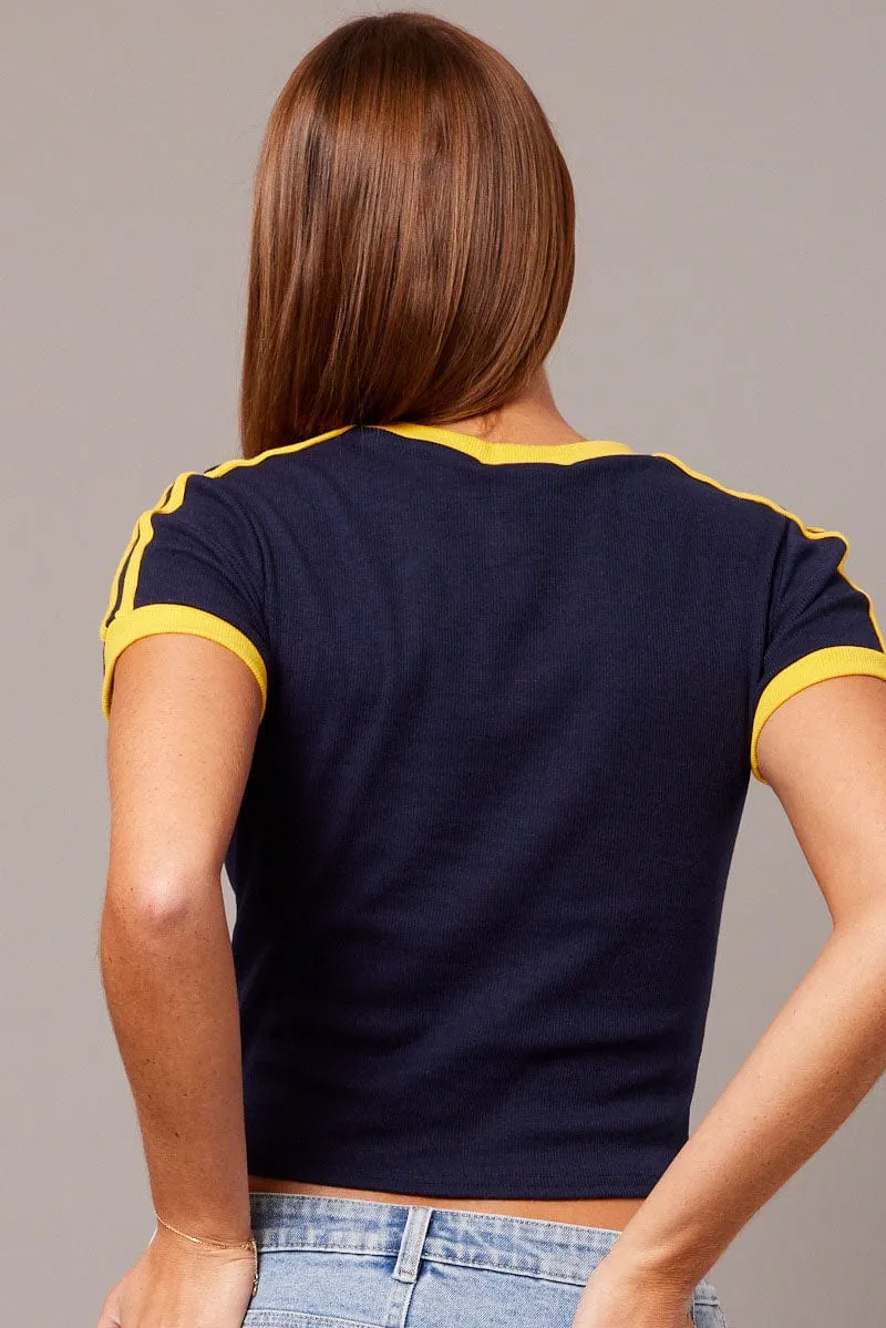 Blue Graphic Tee Short Sleeve sold by Ally Fashion product image thumbnail 5