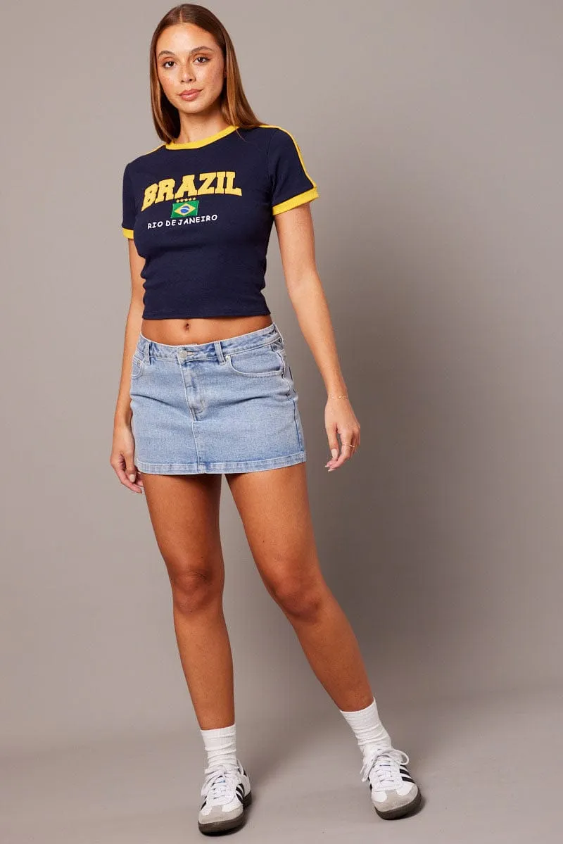 Blue Graphic Tee Short Sleeve sold by Ally Fashion product image thumbnail 2