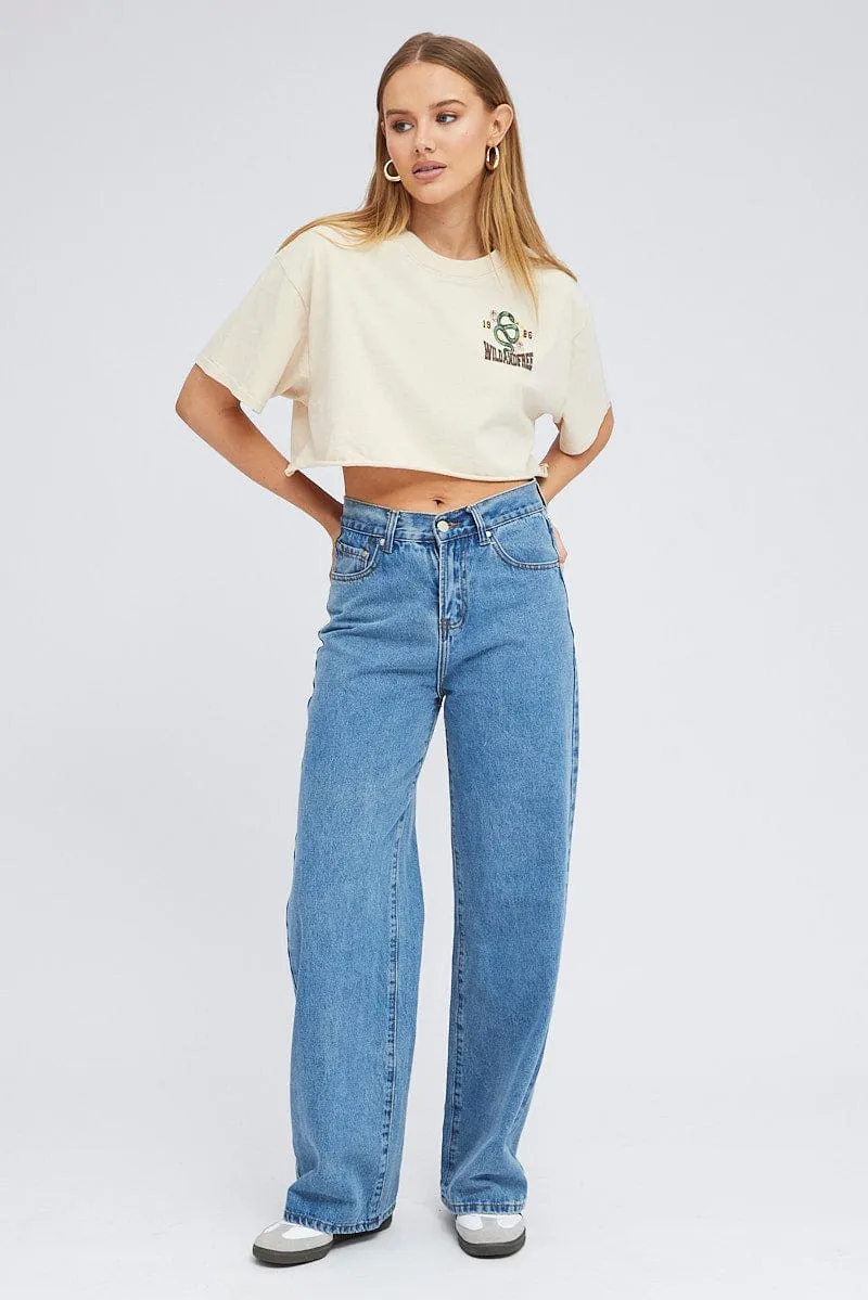 Beige Graphic Tee Short Sleeve Crop Crew Neck sold by Ally Fashion product image thumbnail 3