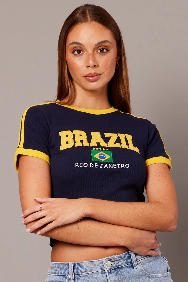 Blue Graphic Tee Short Sleeve sold by Ally Fashion product image thumbnail 3