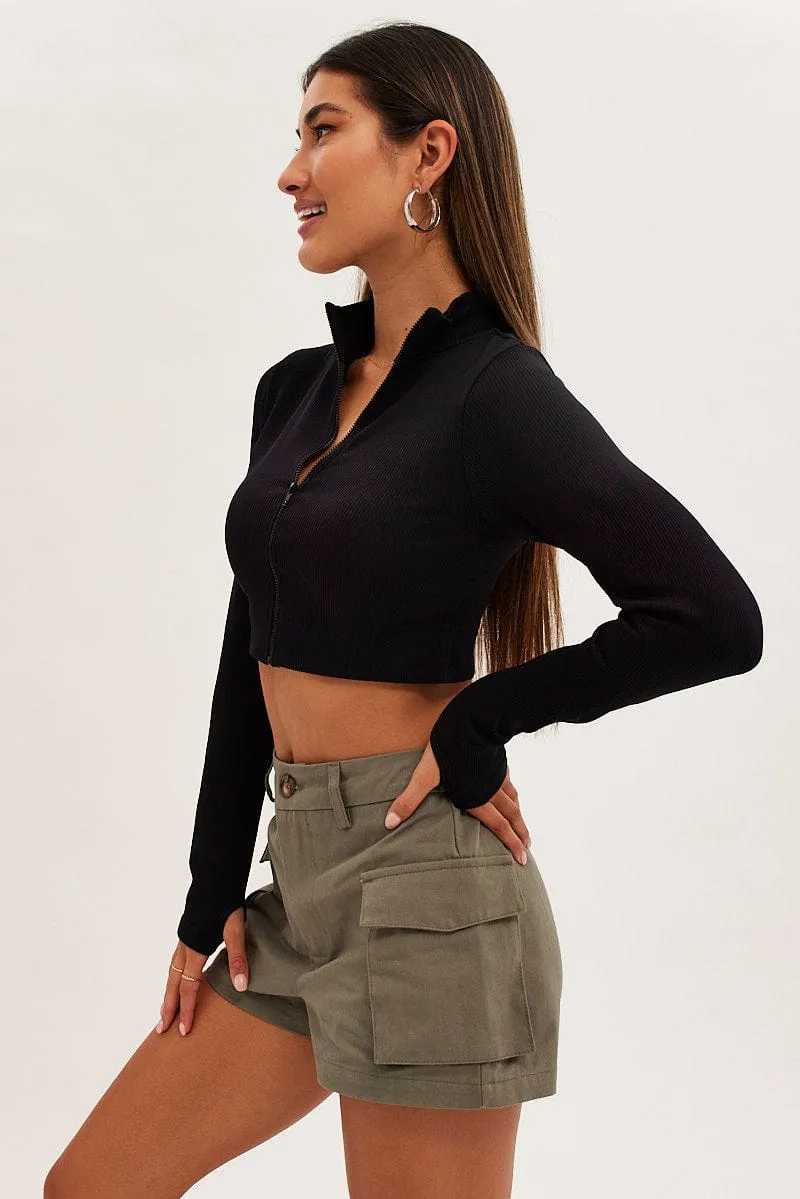 Black Zip Up Seamless Activewear sold by Ally Fashion product image thumbnail 4