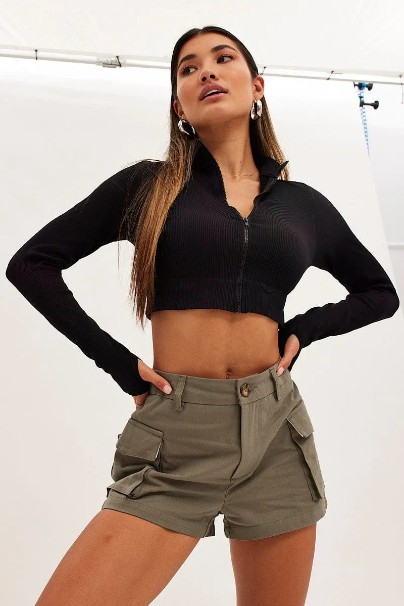 Black Zip Up Seamless Activewear sold by Ally Fashion