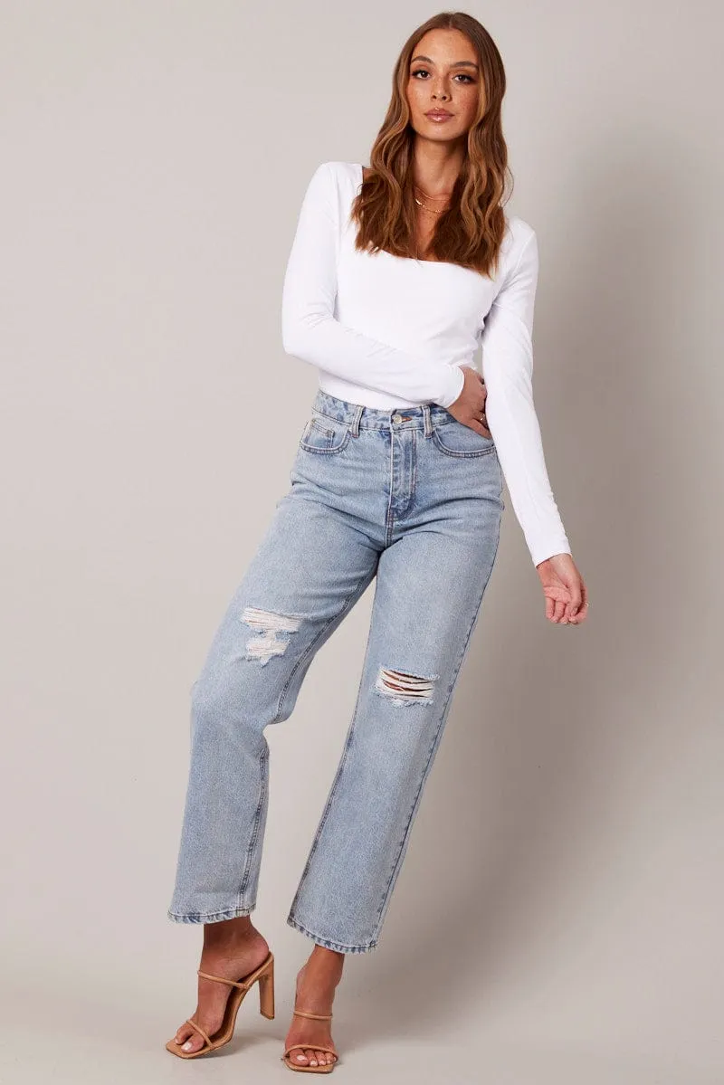 White Supersoft Bodysuit Long Sleeve sold by Ally Fashion product image thumbnail 4