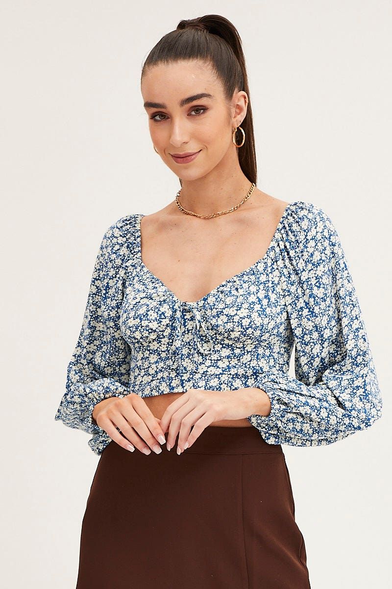 Print Off Shoulder Cropped Top sold by Ally Fashion