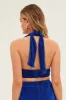 Blue Plisse Halter Top Ring Detail sold by Ally Fashion