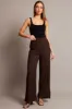 Brown Wide Leg Pants High Rise Textured Fabric sold by Ally Fashion