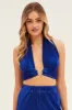 Blue Plisse Halter Top Ring Detail sold by Ally Fashion
