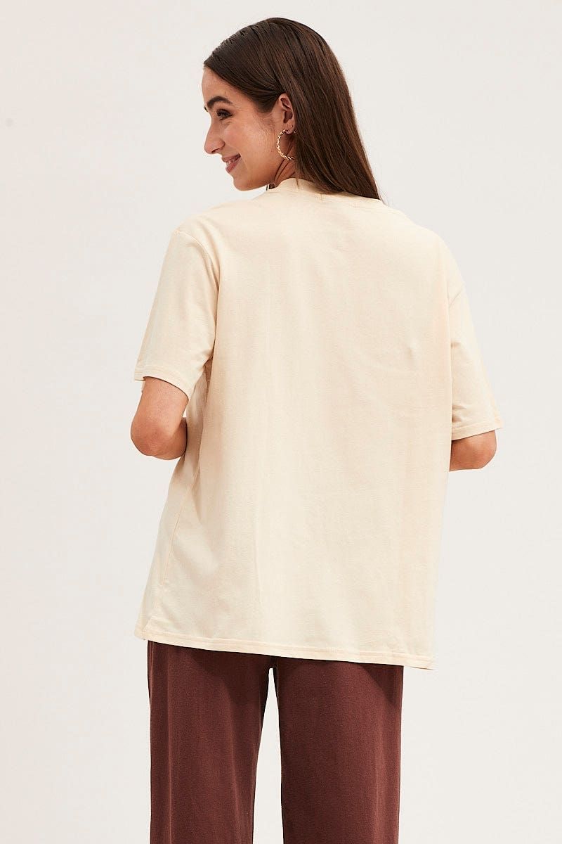 Beige Oversized T-Shirt sold by Ally Fashion product image thumbnail 5