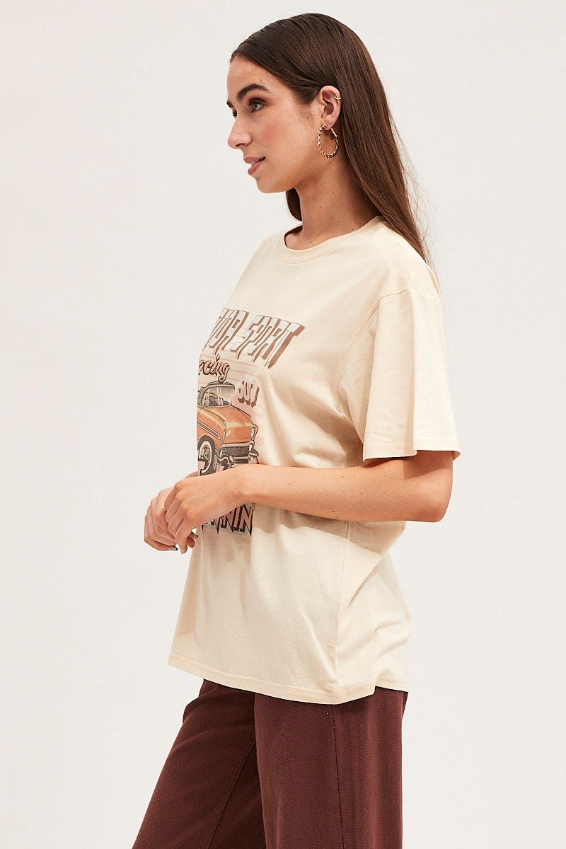 Beige Oversized T-Shirt sold by Ally Fashion product image thumbnail 4
