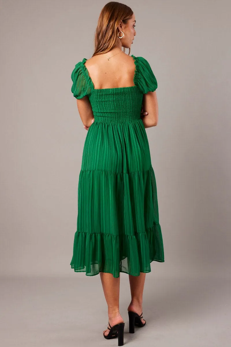 Green Midi Dress Puff Sleeve sold by Ally Fashion product image thumbnail 5