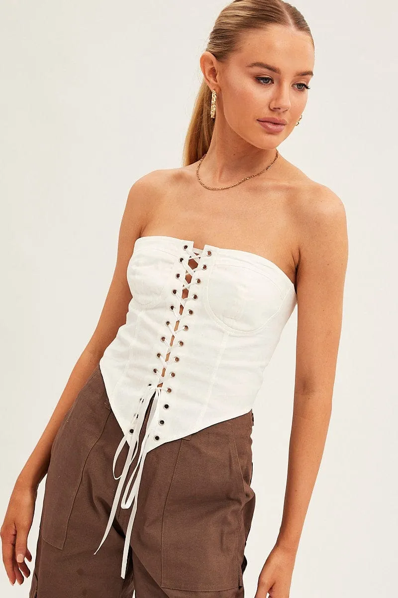 White Front Tie Corset Top sold by Ally Fashion product image thumbnail 3