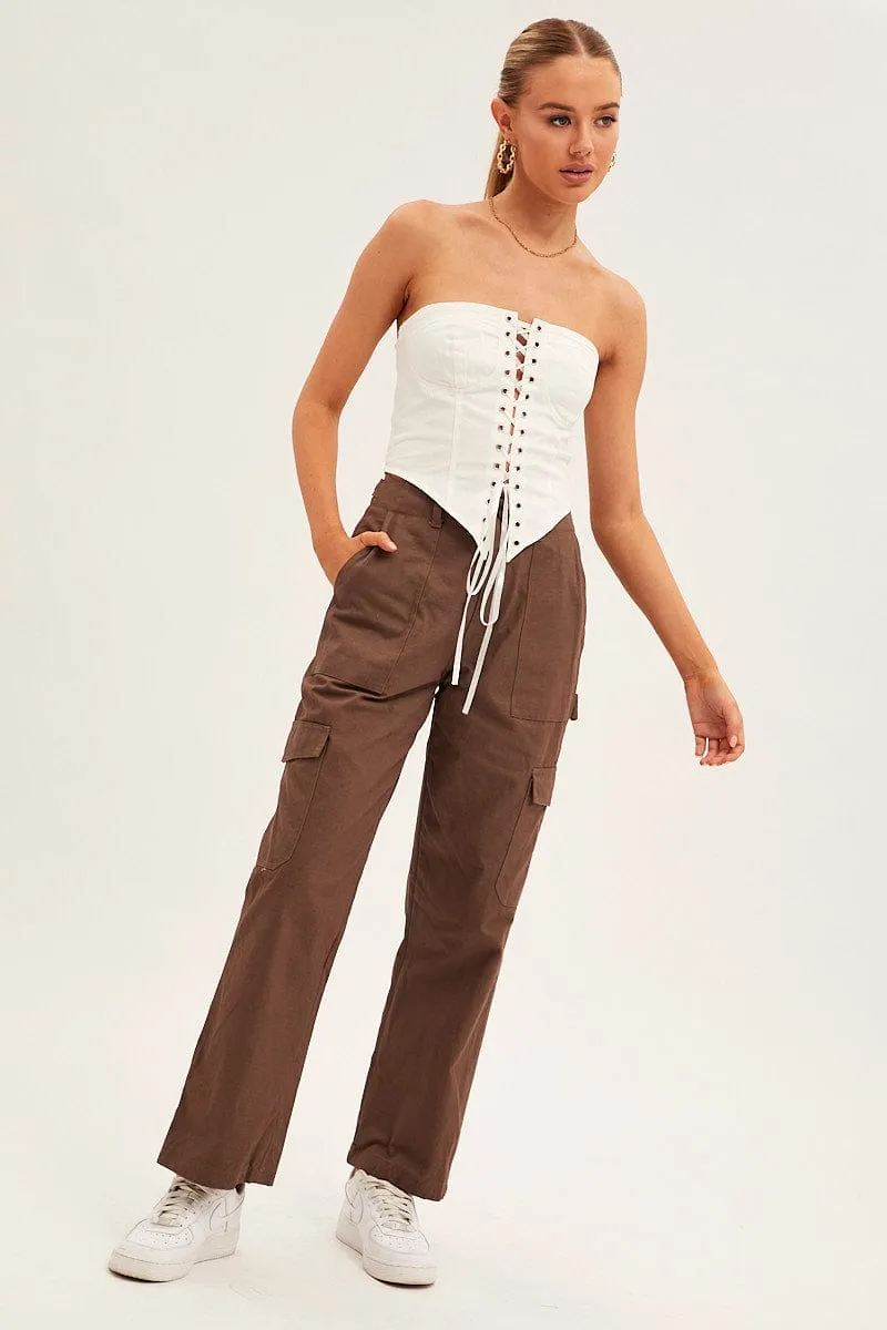 White Front Tie Corset Top sold by Ally Fashion product image thumbnail 2