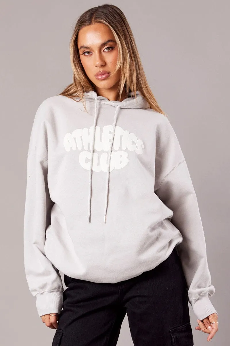 Grey Graphic Hoodie Sweater Long Sleeve sold by Ally Fashion product image thumbnail 3