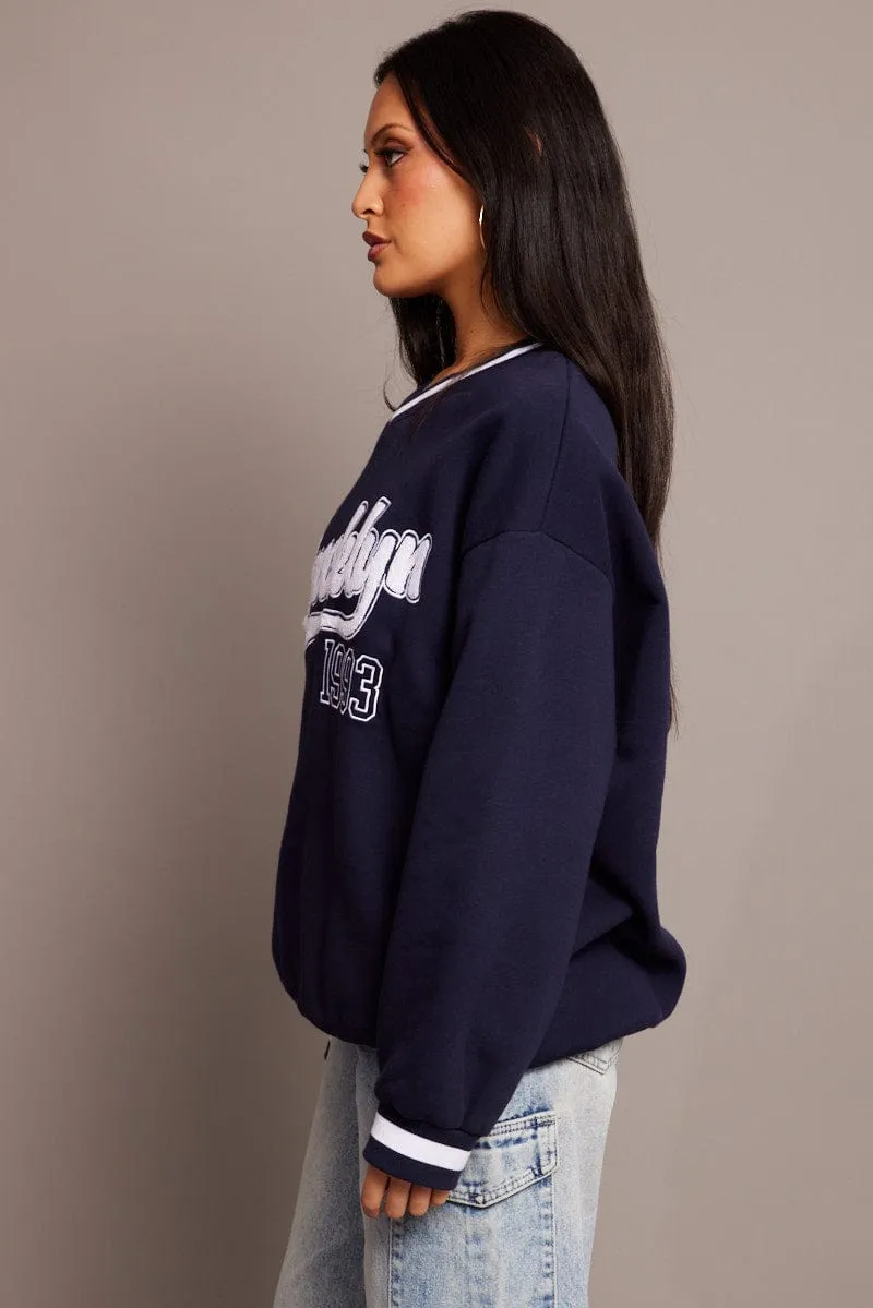 Blue Graphic Sweater Long Sleeve sold by Ally Fashion product image thumbnail 4