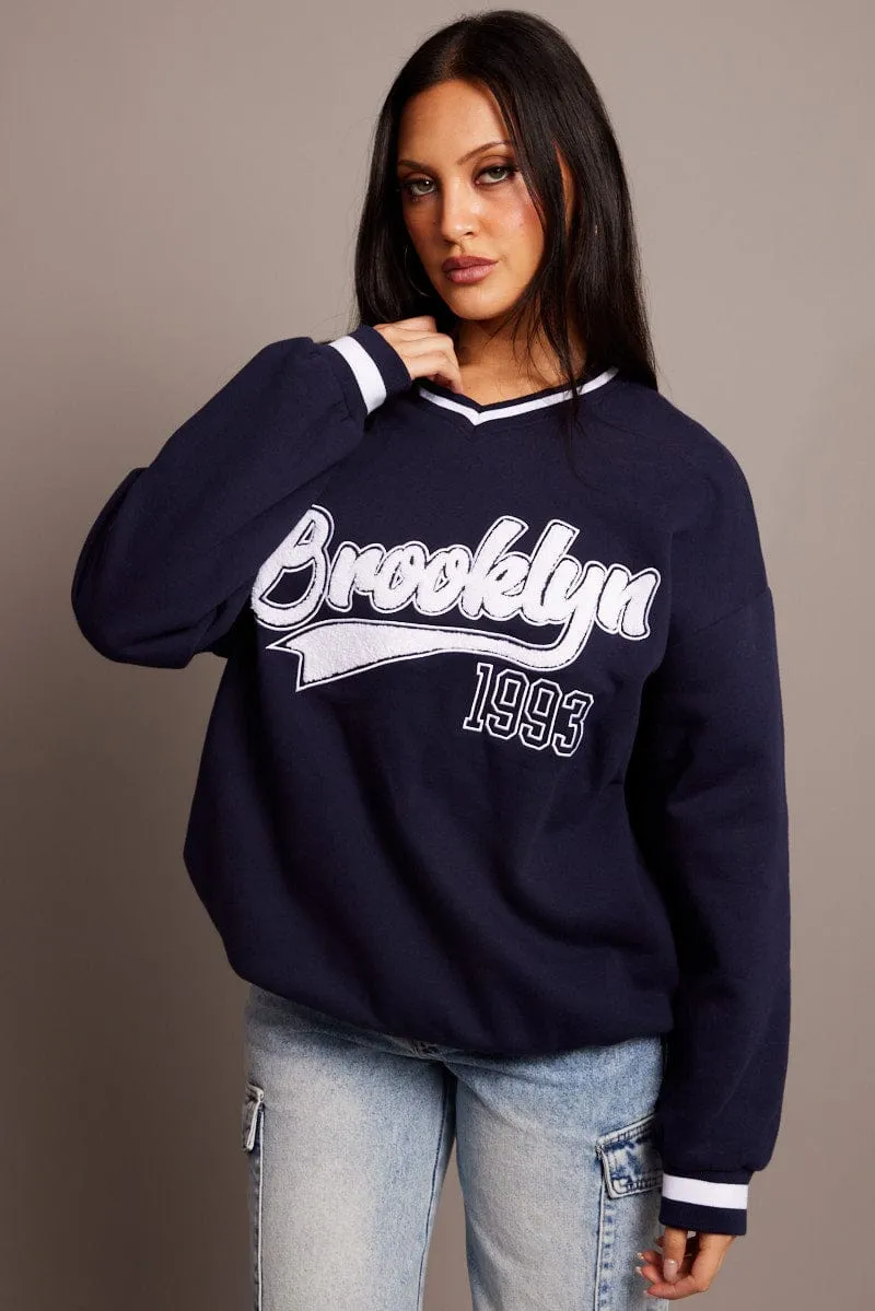 Blue Graphic Sweater Long Sleeve sold by Ally Fashion product image thumbnail 3