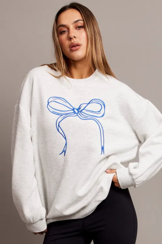 Grey Graphic Sweater Long Sleeve sold by Ally Fashion