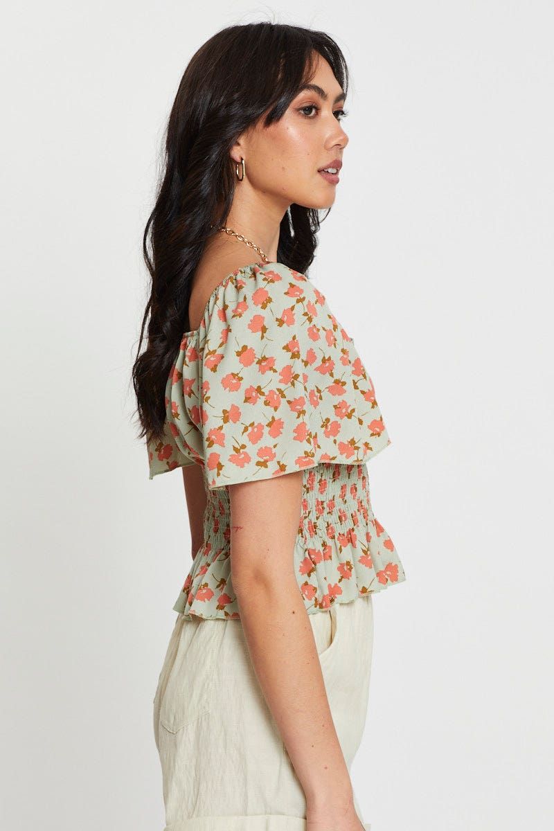 Print Crop Top Short Sleeve Sweetheart sold by Ally Fashion product image thumbnail 3