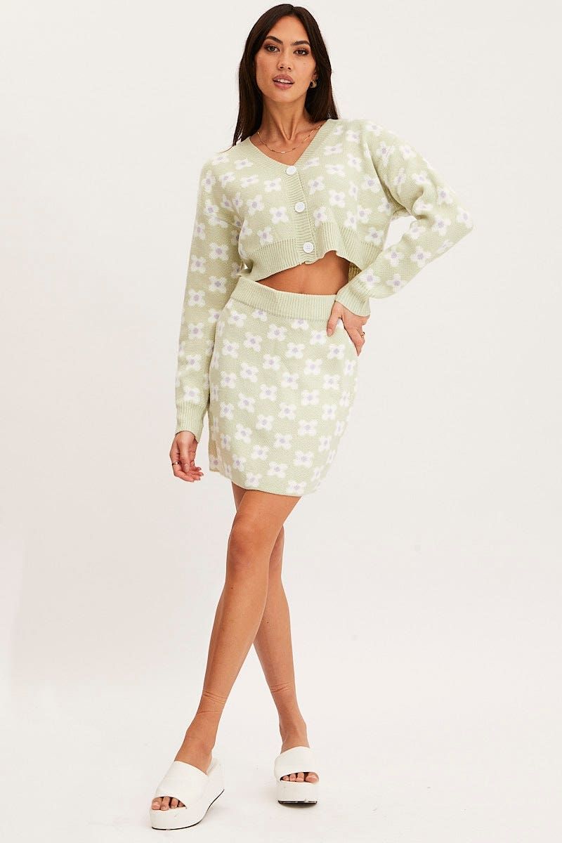 Print Knit Cardigan Long Sleeve Crop Floral sold by Ally Fashion product image thumbnail 2