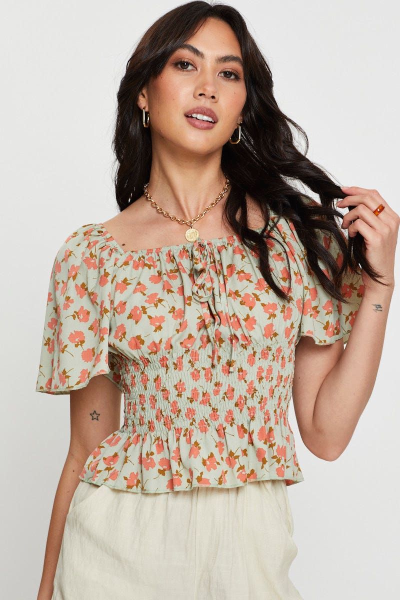 Print Crop Top Short Sleeve Sweetheart sold by Ally Fashion product image thumbnail 5