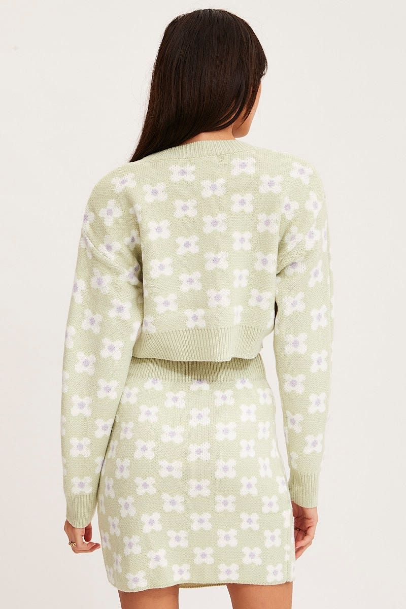 Print Knit Cardigan Long Sleeve Crop Floral sold by Ally Fashion product image thumbnail 5