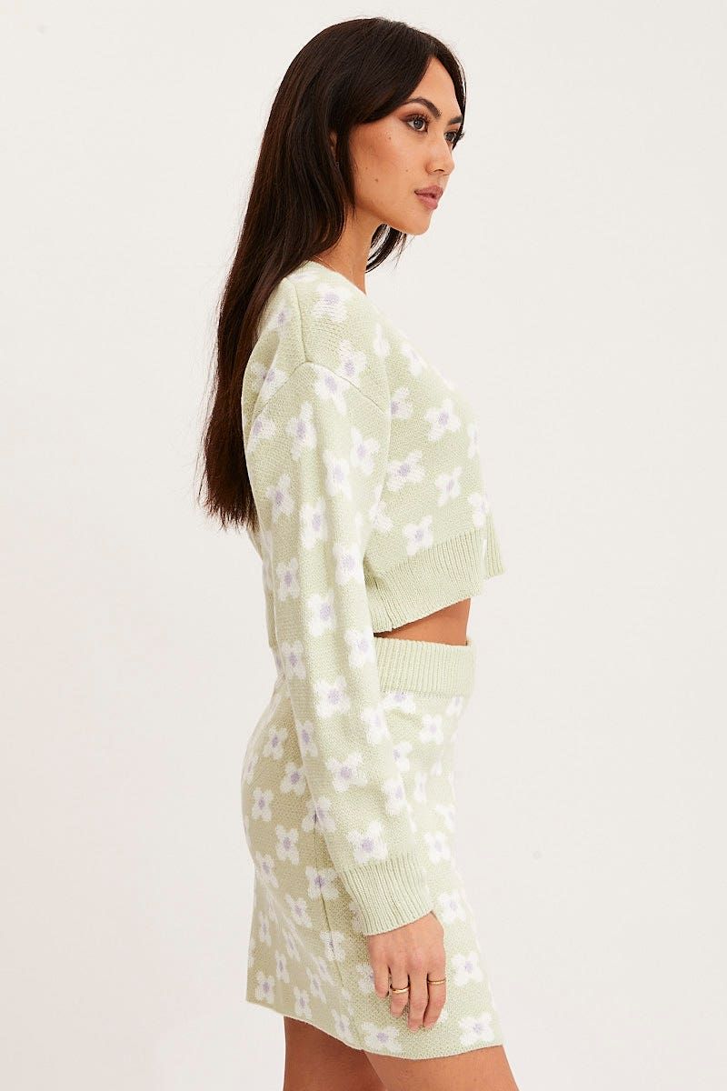 Print Knit Cardigan Long Sleeve Crop Floral sold by Ally Fashion product image thumbnail 4