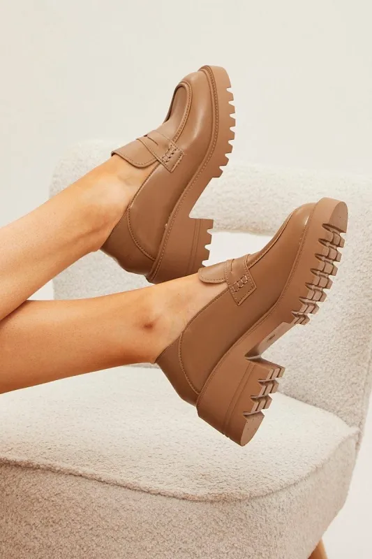 Camel Chunky Sole Loafers sold by Ally Fashion