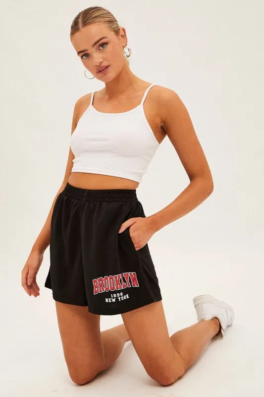 Black Elastic Waist Biker Track Shorts sold by Ally Fashion