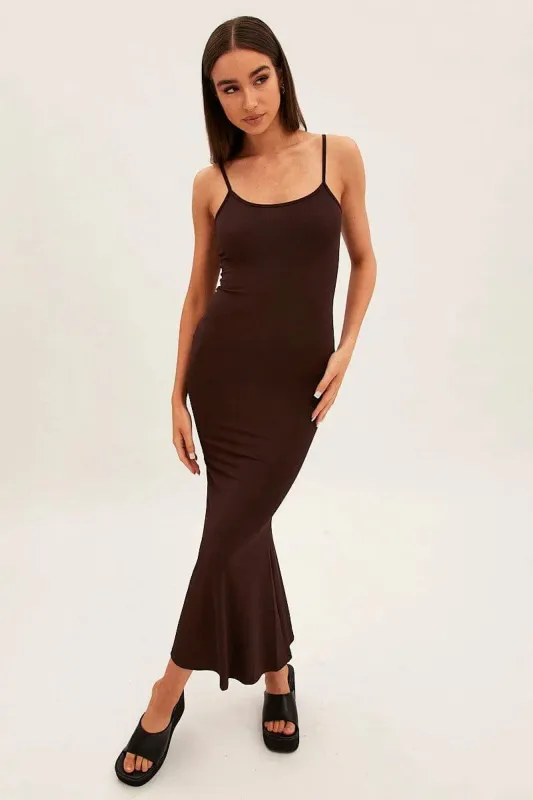 Brown Ruched Bodycon Dress sold by Ally Fashion