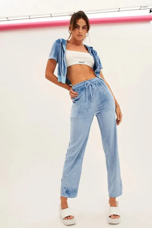 Blue Velour Lounge Jogger Pants sold by Ally Fashion