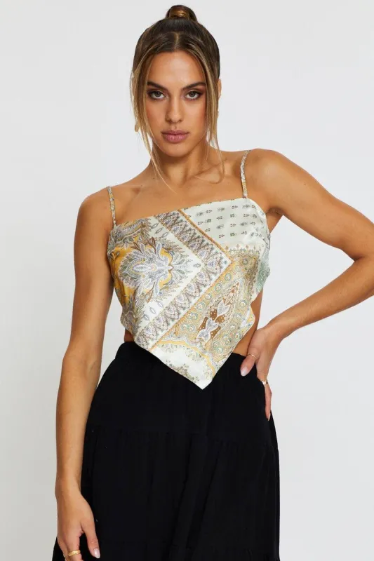 Boho Print Scarf Top Crop sold by Ally Fashion