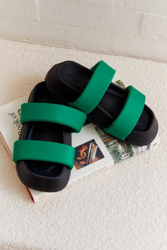 Green Flatform Slide Sandals sold by Ally Fashion