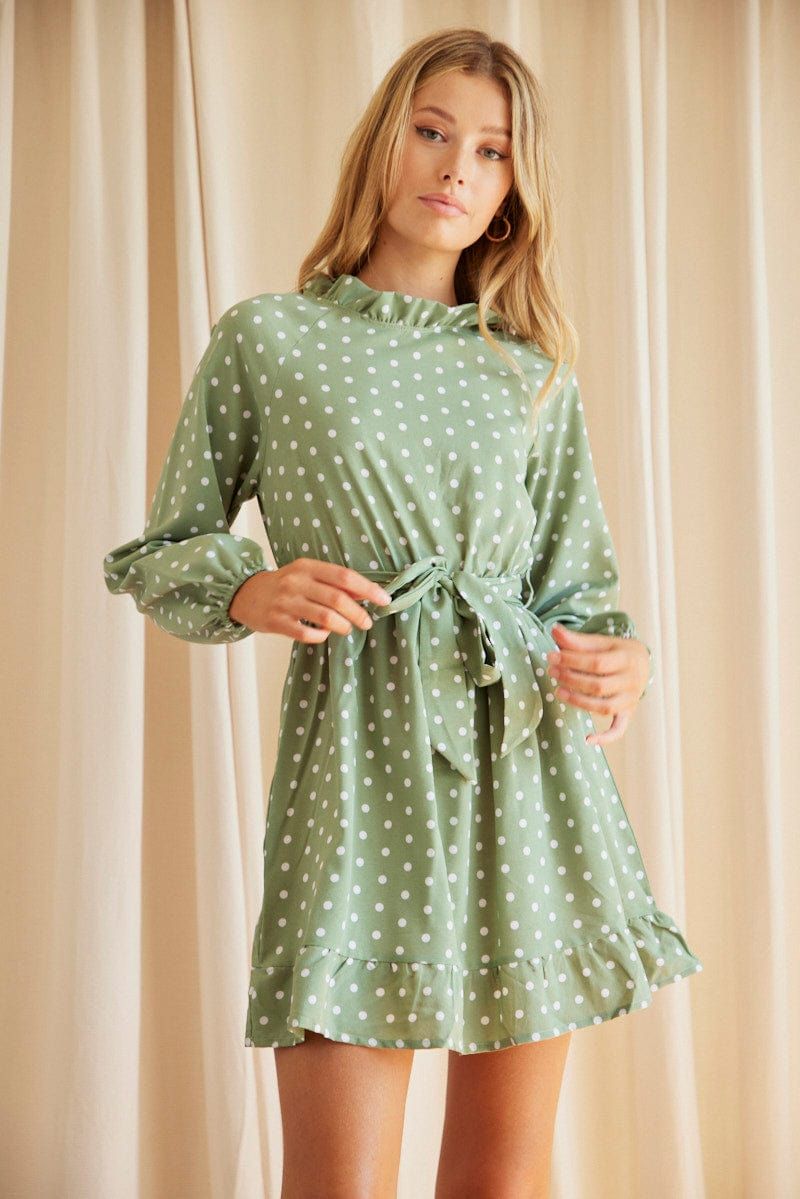 Polka Dot Mini Dress Long Sleeve sold by Ally Fashion product image thumbnail 3