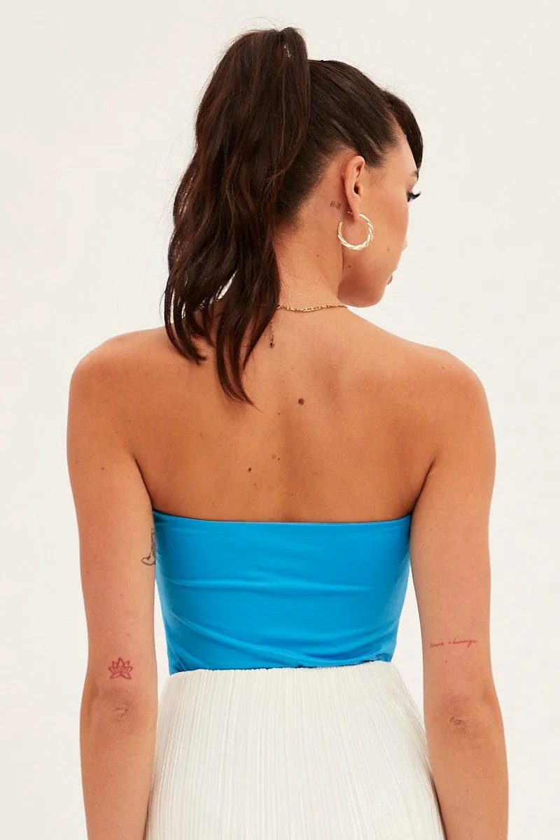 Blue Bodysuit Strapless Sweetheart Neckline Front Knot sold by Ally Fashion product image thumbnail 5