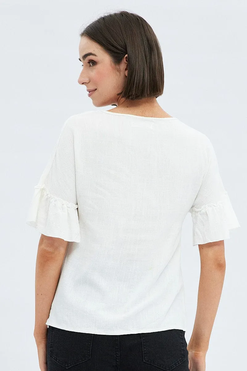 White Peplum Top Short Sleeve sold by Ally Fashion product image thumbnail 5