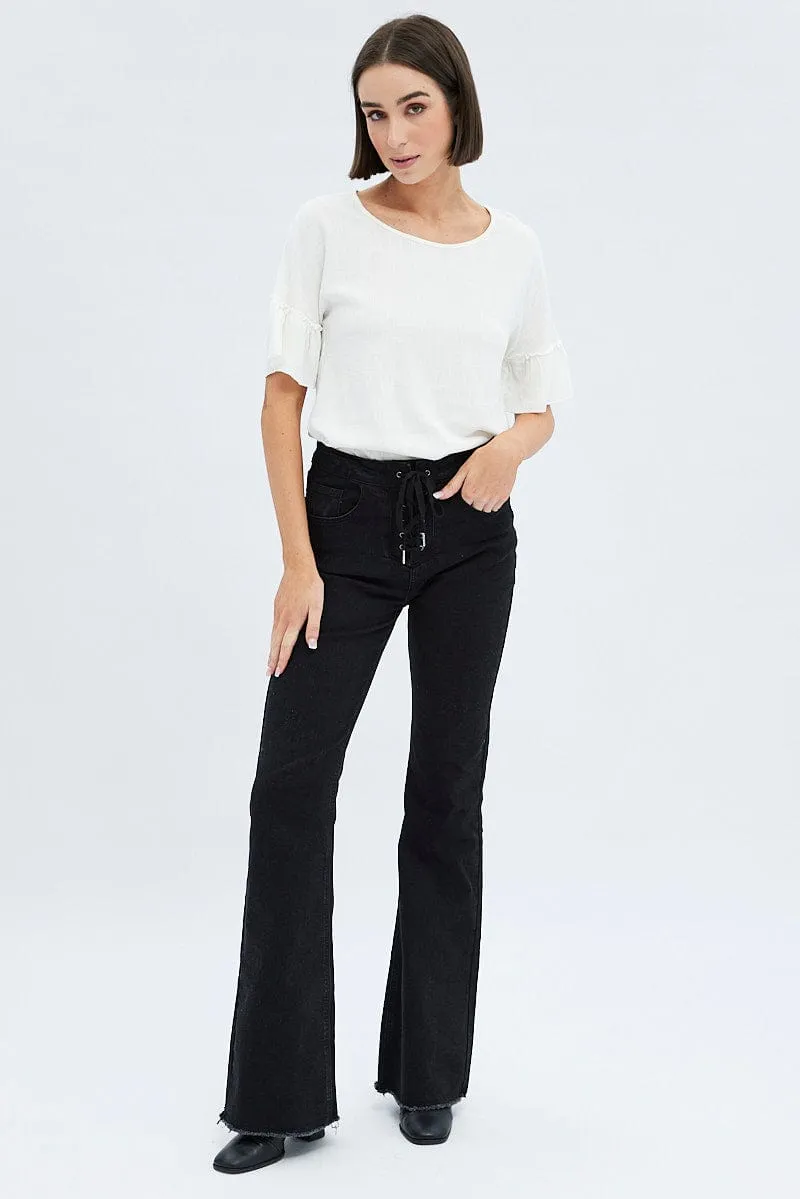 White Peplum Top Short Sleeve sold by Ally Fashion product image thumbnail 2