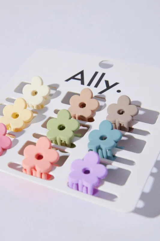 Multi 9 Pack Multi Flower Claw Clips sold by Ally Fashion
