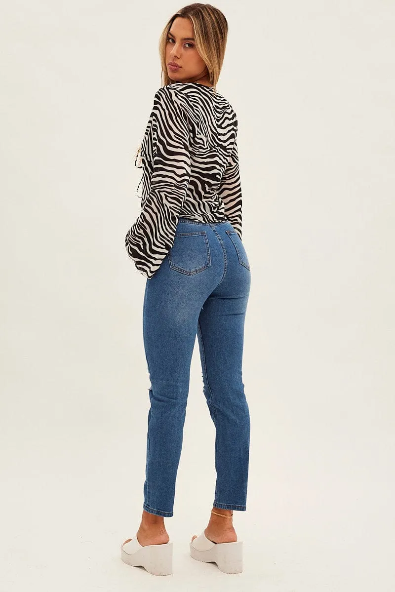 Denim Mom Jeans High Rise Stretch sold by Ally Fashion product image thumbnail 5