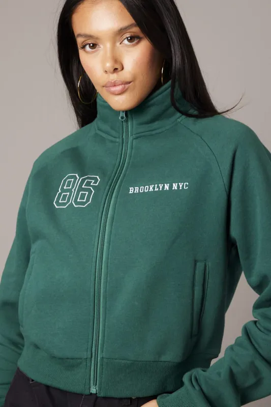 Green Zip Hoodie sold by Ally Fashion
