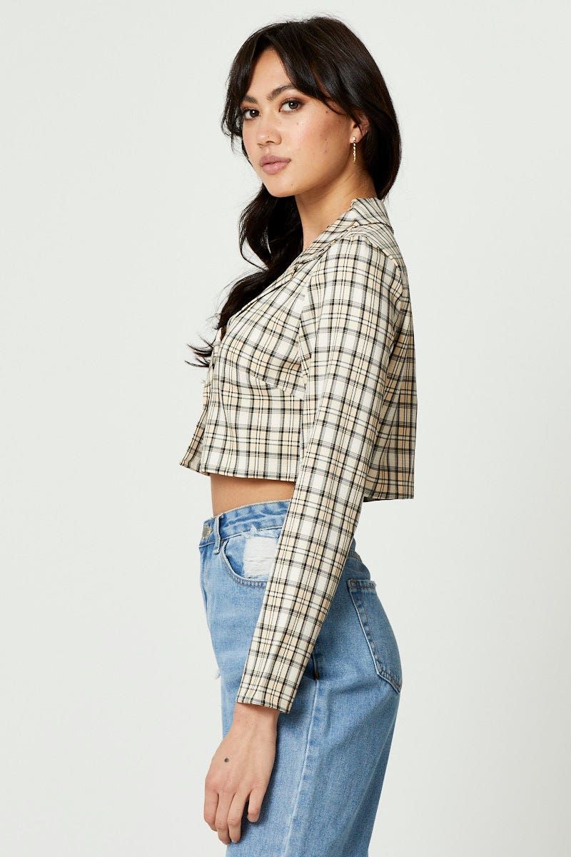 Check Crop Shirt sold by Ally Fashion product image thumbnail 3