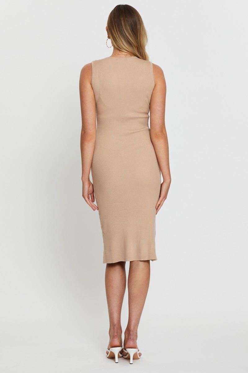 Blue Sleeveless Knit Bodycon Midi Dress sold by Ally Fashion product image thumbnail 4