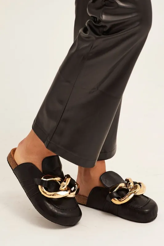 Black Chain Flat Mules sold by Ally Fashion