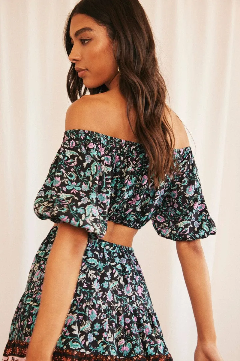 Black Boho Crop Top Off Shoulder sold by Ally Fashion product image thumbnail 5