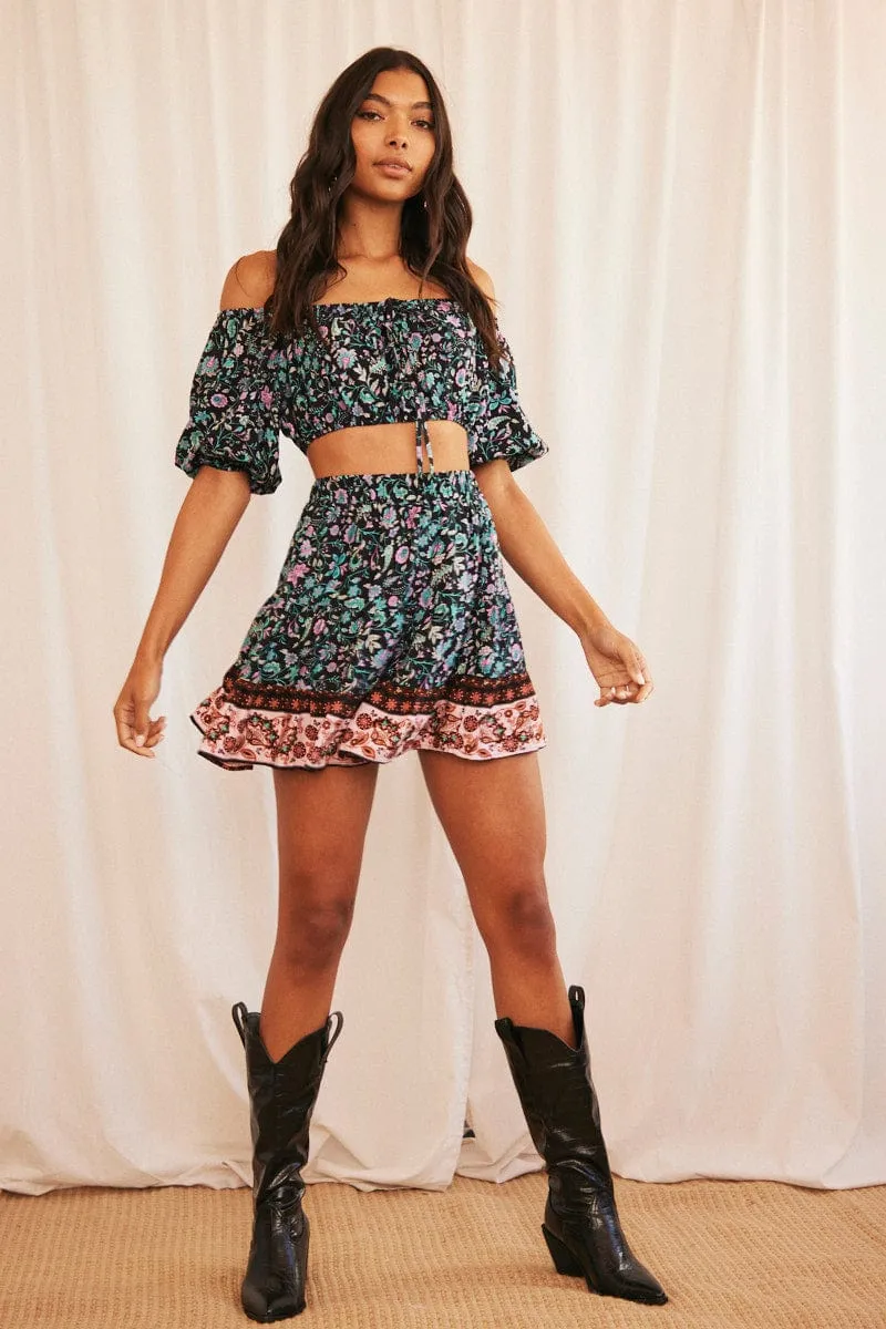 Black Boho Crop Top Off Shoulder sold by Ally Fashion product image thumbnail 2