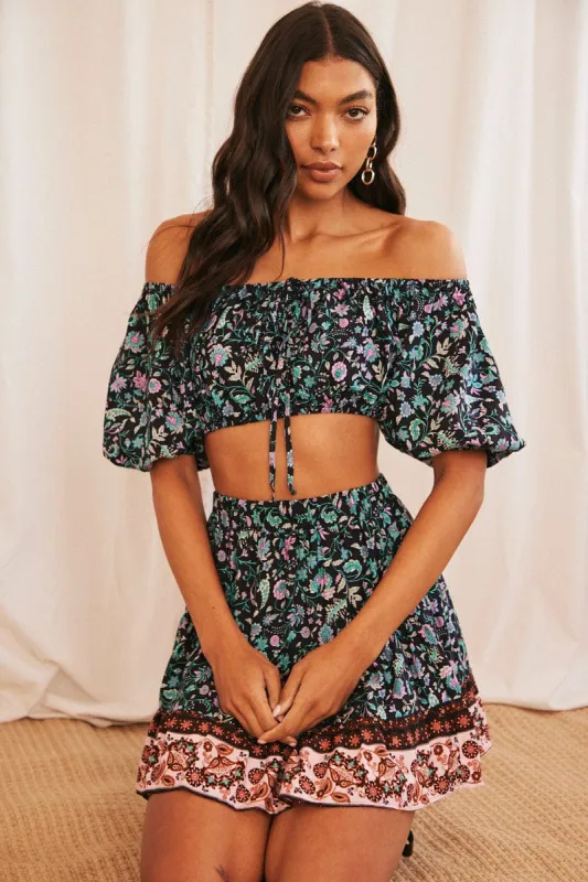 Black Boho Crop Top Off Shoulder sold by Ally Fashion