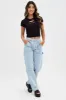 Black Crop Top Short Sleeve Crew Neck Keyhole Cotton sold by Ally Fashion