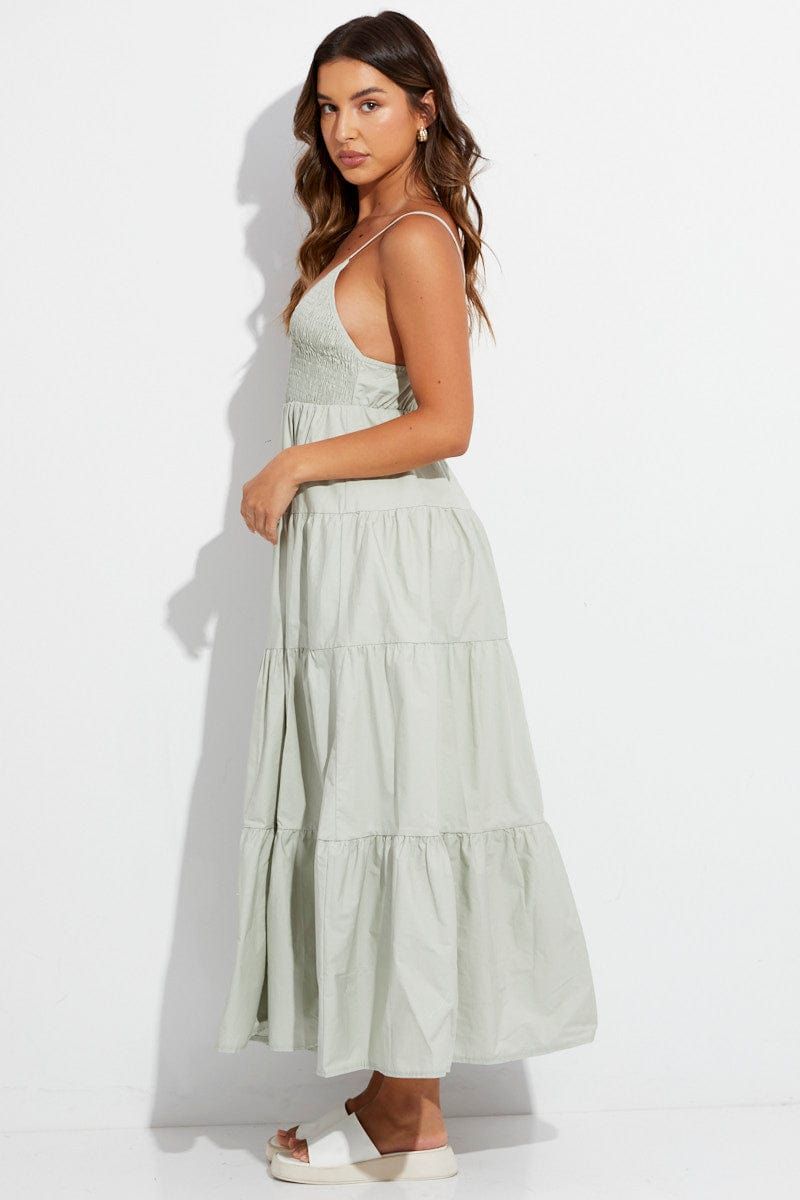 Green Midi Dress Sleeveless V Neck sold by Ally Fashion product image thumbnail 4