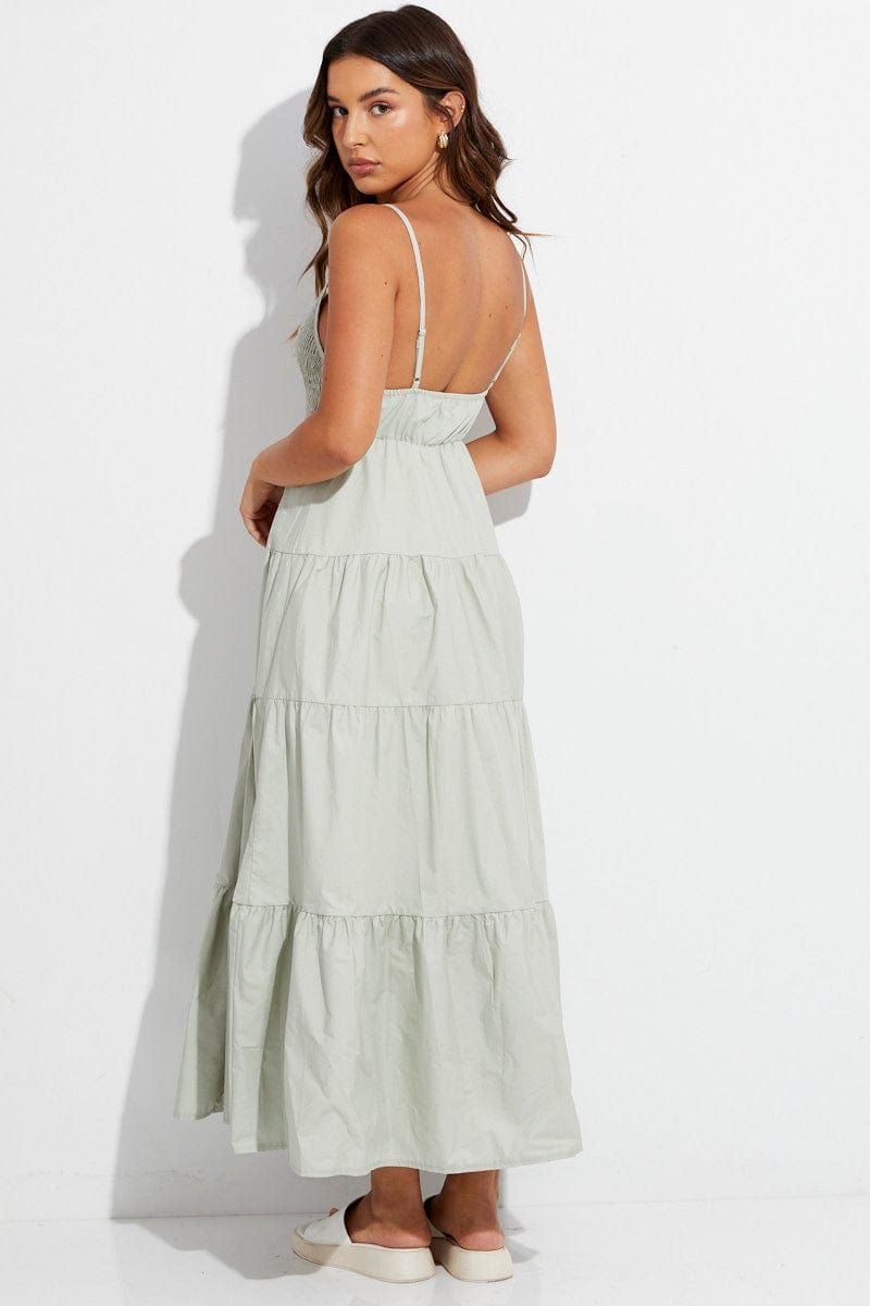 Green Midi Dress Sleeveless V Neck sold by Ally Fashion product image thumbnail 5