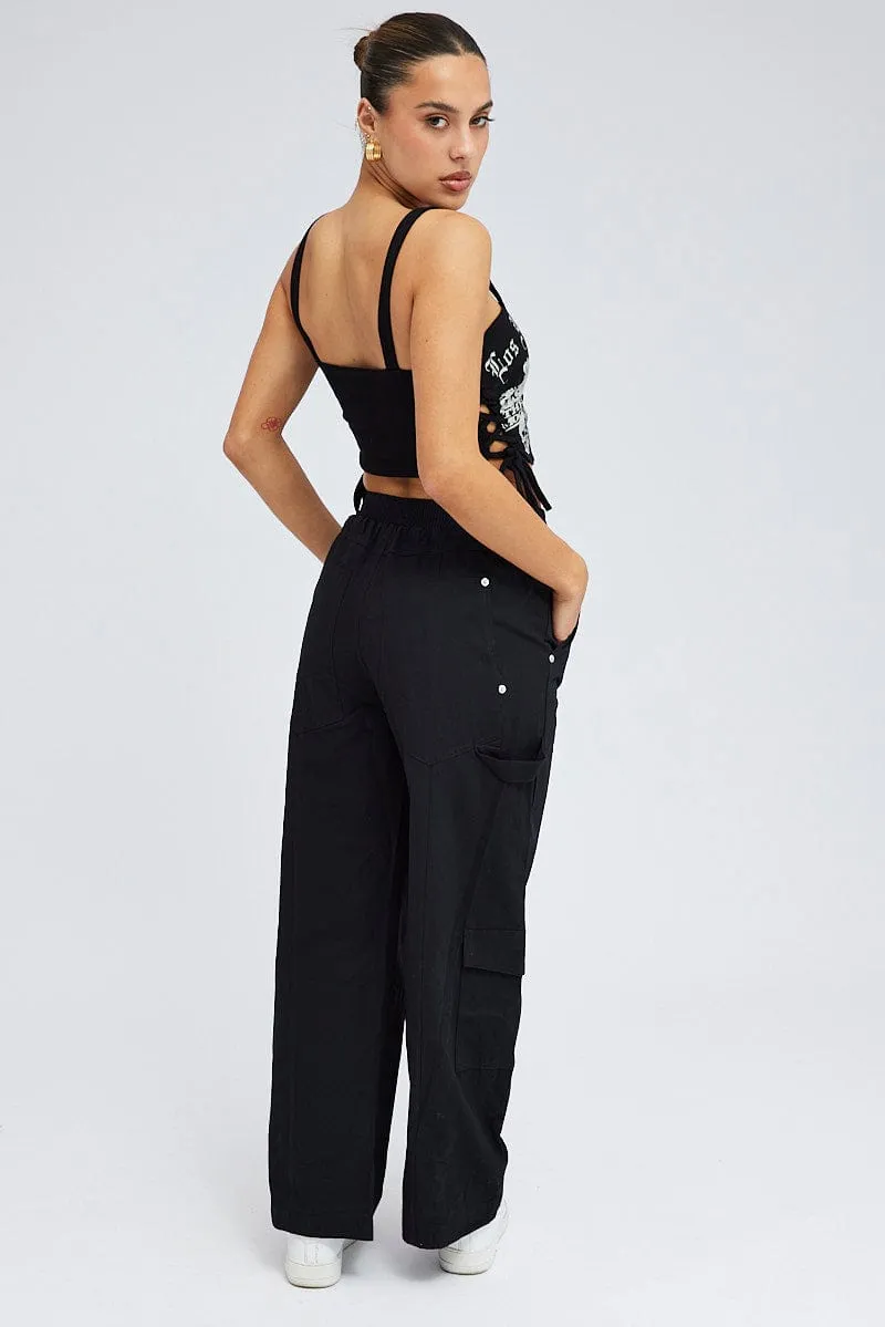Black Cargo Pants Wide Leg sold by Ally Fashion product image thumbnail 5