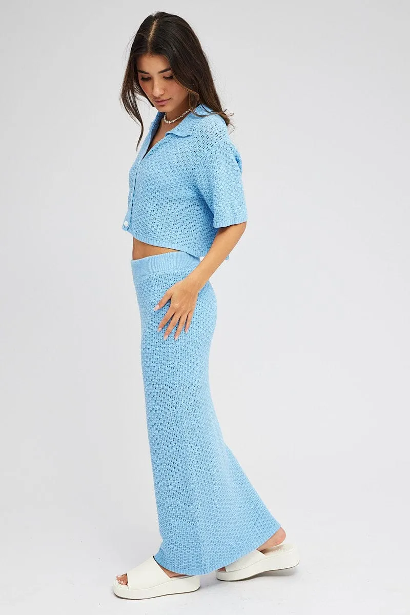 Blue Knit Skirt Midi Crochet sold by Ally Fashion product image thumbnail 4